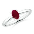 thumbnail image 1 of ANGARA Natural Classic Solitaire Oval Ruby Promise Ring in 14K White Gold for Women (Size-6x4mm) | July Birthstone, Birthday, Anniversary, Jewelry Gift for Women | Natural Ruby Ring, 1 of 11