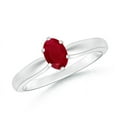 thumbnail image 1 of ANGARA Natural Tapered Shank Oval Solitaire Ruby Ring in 14K White Gold for Women (Size-6x4mm) | July Birthstone Jewelry for Her, 1 of 9