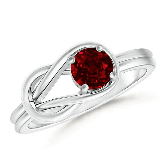 ANGARA Natural Solitaire Ruby Infinity Knot Ring in 14K White Gold for Women (Size-5mm) | July Birthstone, Birthday, Anniversary, Jewelry Gift for Women | Natural Ruby Ring