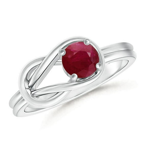 ANGARA Natural Solitaire Ruby Infinity Knot Ring in 14K White Gold for Women (Size-5mm) | July Birthstone, Birthday, Anniversary, Jewelry Gift for Women | Natural Ruby Ring