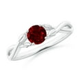 thumbnail image 1 of ANGARA Natural Nature Inspired Ruby Crossover Engagement Ring with Leaf Motifs in 14K White Gold for Women (Size-5mm) | July Birthstone, Anniversary, Jewelry Gift for Women | Natural Ruby Ring, 1 of 10