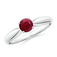 thumbnail image 1 of ANGARA Natural Solitaire Round Ruby Tapered Shank Ring in 14K White Gold for Women (Size-5mm) | July Birthstone, Birthday, Anniversary, Jewelry Gift for Women | Natural Ruby Ring, 1 of 10