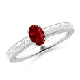 thumbnail image 1 of ANGARA Natural Vintage Inspired Oval Ruby Ring with Engraved Shank in 14K White Gold for Women (Size-6x4mm) | July Birthstone, Birthday, Anniversary, Jewelry Gift for Women | Natural Ruby Ring, 1 of 8