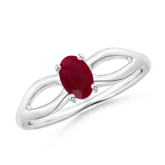 Angara Natural 0.6 Ct. Ruby Solitaire Ring in Sterling Silver for Women (Ring Size: 10.5)