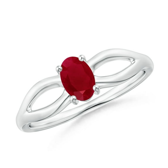 Angara Natural 0.6 Ct. Ruby Solitaire Ring in Sterling Silver for Women (Ring Size: 11.5)