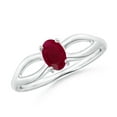 thumbnail image 1 of Angara Natural 0.6 Ct. Ruby Solitaire Ring in Sterling Silver for Women (Ring Size: 11.5), 1 of 9