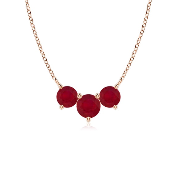 ANGARA Natural Classic Trio Ruby Necklace in 14K Rose Gold for Women (Size-5mm) | July Birthstone, Birthday, Anniversary, Jewelry Gift for Women | Natural Ruby Necklace