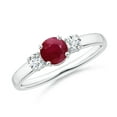 thumbnail image 1 of ANGARA Natural Classic Ruby and Diamond Three Stone Engagement Ring in 14K White Gold for Women (Size-5mm) | July Birthstone, Birthday, Anniversary, Jewelry Gift for Women | Natural Ruby Ring, 1 of 10