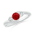thumbnail image 1 of ANGARA Natural Ruby and Diamond Three Stone Bypass Ring in 14K White Gold for Women (Size-5mm) | July Birthstone, Birthday, Anniversary, Jewelry Gift for Women | Natural Ruby Ring, 1 of 9