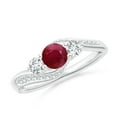 thumbnail image 1 of ANGARA Natural Ruby and Diamond Three Stone Bypass Ring in 14K White Gold for Women (Size-5mm) | July Birthstone, Birthday, Anniversary, Jewelry Gift for Women | Natural Ruby Ring, 1 of 8