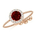thumbnail image 1 of ANGARA Natural Round Ruby Bolo Ring with Diamond Halo in 14K Rose Gold for Women (Size-5mm) | July Birthstone, Birthday, Anniversary, Jewelry Gift for Women | Natural Ruby Ring, 1 of 8