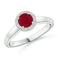thumbnail image 1 of ANGARA Natural Classic Round Ruby and Diamond Halo Ring in 14K White Gold for Women (Size-5mm) | July Birthstone, Birthday, Anniversary, Jewelry Gift for Women | Natural Ruby Ring, 1 of 8