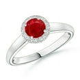 thumbnail image 1 of ANGARA Natural Classic Round Ruby and Diamond Halo Ring in 14K White Gold for Women (Size-5mm) | July Birthstone, Birthday, Anniversary, Jewelry Gift for Women | Natural Ruby Ring, 1 of 9