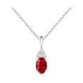 thumbnail image 1 of ANGARA Natural Oval Ruby Solitaire Pendant with Trio Diamond in 14K White Gold for Women (Size-6x4mm) | July Birthstone, Birthday, Anniversary, Jewelry Gift for Women | Natural Ruby Necklace, 1 of 8