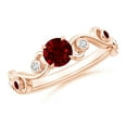 thumbnail image 1 of ANGARA Natural Ruby and Diamond Ivy Scroll Ring in 14K Rose Gold for Women (Size-5mm) | July Birthstone, Birthday, Anniversary, Jewelry Gift for Women | Natural Ruby Ring, 1 of 9