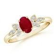 thumbnail image 1 of ANGARA Natural Vintage Style Oval Ruby Ring with Diamond Accents in 14K Yellow Gold for Women (Size-6x4mm) | July Birthstone, Birthday, Anniversary, Jewelry Gift for Women | Natural Ruby Ring, 1 of 8