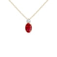 thumbnail image 1 of ANGARA Natural Oval Ruby Solitaire Pendant with Diamond in 14K Yellow Gold for Women (Size-6x4mm) | July Birthstone, Birthday, Anniversary, Jewelry Gift for Women | Natural Ruby Necklace, 1 of 10