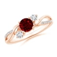 thumbnail image 1 of ANGARA Natural Ruby and Diamond Twisted Vine Ring in 14K Rose Gold for Women (Size-5mm) | July Birthstone, Birthday, Anniversary, Jewelry Gift for Women | Natural Ruby Ring, 1 of 12