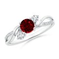 thumbnail image 1 of ANGARA Natural Ruby and Diamond Twisted Vine Ring in 14K White Gold for Women (Size-5mm) | July Birthstone, Birthday, Anniversary, Jewelry Gift for Women | Natural Ruby Ring, 1 of 12