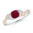 thumbnail image 1 of ANGARA Natural Cushion Ruby and Half Moon Diamond Leaf Ring in 14K White & Rose Gold for Women (Size-5mm) | July Birthstone, Birthday, Anniversary, Jewelry Gift for Women | Natural Ruby Ring, 1 of 9