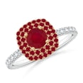 thumbnail image 1 of ANGARA Natural Round Ruby Two Tone Ring with Double Halo in 14K White & Yellow Gold for Women (Size-5mm) | July Birthstone, Birthday, Anniversary, Jewelry Gift for Women | Natural Ruby Ring, 1 of 10