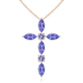 thumbnail image 1 of ANGARA Natural Marquise and Round Tanzanite Cross Pendant in 14K Rose Gold for Women (Size-5x2.5mm) | December Birthstone, Birthday, Anniversary, Jewelry Gift for Women | Natural Tanzanite Necklace, 1 of 8