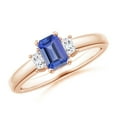 thumbnail image 1 of ANGARA Natural Tanzanite and Diamond Three Stone Ring in 14K Rose Gold for Women (Size-6x4mm) | December Birthstone, Birthday, Anniversary, Jewelry Gift for Women | Natural Tanzanite Ring, 1 of 8