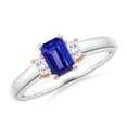 thumbnail image 1 of ANGARA Natural Tanzanite and Diamond Three Stone Ring in 14K White & Rose Gold for Women (Size-6x4mm) | December Birthstone, Birthday, Anniversary, Jewelry Gift for Women | Natural Tanzanite Ring, 1 of 9