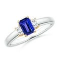thumbnail image 1 of ANGARA Natural Tanzanite and Diamond Three Stone Ring in 14K White & Yellow Gold for Women (Size-6x4mm) | December Birthstone, Birthday, Anniversary, Jewelry Gift for Women | Natural Tanzanite Ring, 1 of 9