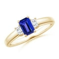 thumbnail image 1 of ANGARA Natural Tanzanite and Diamond Three Stone Ring in 14K Yellow Gold for Women (Size-6x4mm) | December Birthstone, Birthday, Anniversary, Jewelry Gift for Women | Natural Tanzanite Ring, 1 of 9
