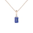 thumbnail image 1 of ANGARA Natural Emerald-Cut Tanzanite Pendant with Diamond Trio in 14K Rose Gold for Women (Size-6x4mm) | December Birthstone, Anniversary, Jewelry Gift for Women | Natural Tanzanite Necklace, 1 of 8