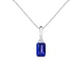 thumbnail image 1 of ANGARA Natural Emerald-Cut Tanzanite Pendant with Diamond Trio in 14K White Gold for Women (Size-6x4mm) | December Birthstone, Anniversary, Jewelry Gift for Women | Natural Tanzanite Necklace, 1 of 7