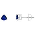 thumbnail image 1 of ANGARA Natural Prong-Set Trillion Blue Sapphire Stud Earrings in 14K White Gold for Women (Size-4mm) | September Birthstone, Anniversary, Jewelry Gift for Women | Natural Blue Sapphire Earrings, 1 of 7