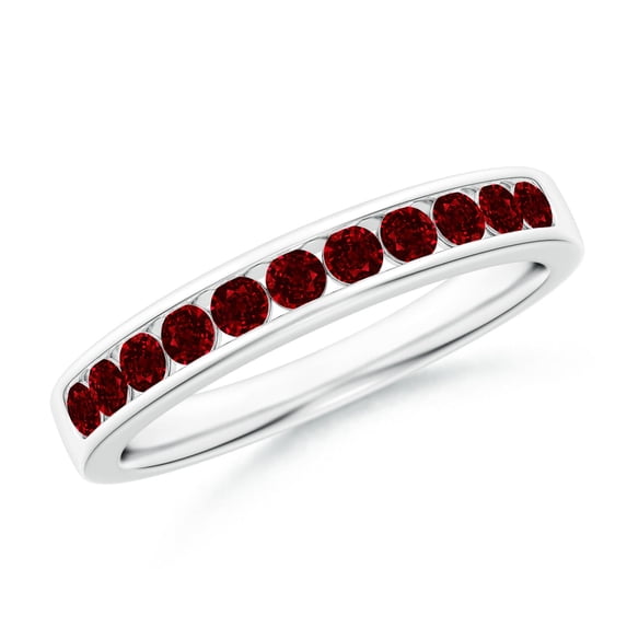 ANGARA Natural Channel Set Half Eternity Ruby Wedding Ring in 14K White Gold for Women (Size-2.1mm) | July Birthstone, Birthday, Anniversary, Jewelry Gift for Women | Natural Ruby Ring