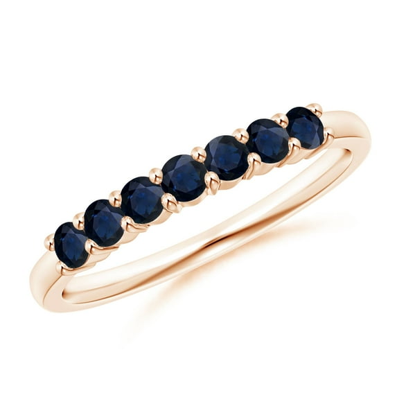 ANGARA Natural Half Eternity Seven Stone Sapphire Wedding Ring in 14K Rose Gold for Women (Size-2.5mm) | September Birthstone, Anniversary, Jewelry Gift for Women | Natural Blue Sapphire Ring