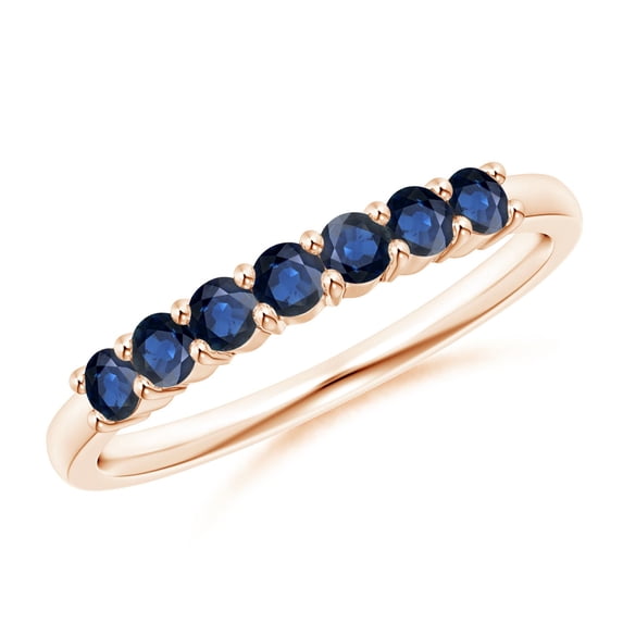 ANGARA Natural Half Eternity Seven Stone Sapphire Wedding Ring in 14K Rose Gold for Women (Size-2.5mm) | September Birthstone, Anniversary, Jewelry Gift for Women | Natural Blue Sapphire Ring