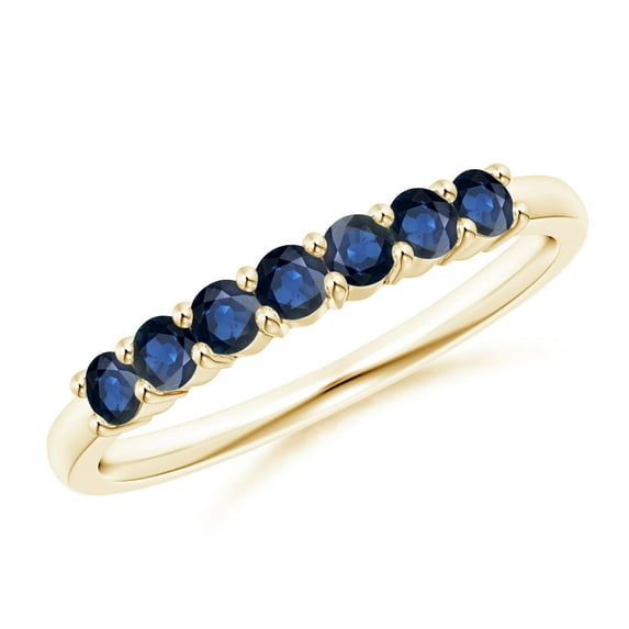 ANGARA Natural Half Eternity Seven Stone Sapphire Wedding Ring in 14K Yellow Gold for Women (Size-2.5mm) | September Birthstone, Anniversary, Jewelry Gift for Women | Natural Blue Sapphire Ring