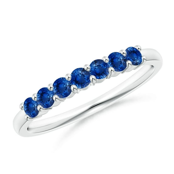 ANGARA Natural Half Eternity Seven Stone Sapphire Wedding Ring in 925 Sterling Silver for Women (Size-2.5mm) | September Birthstone, Anniversary, Jewelry Gift for Women | Natural Blue Sapphire Ring