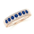 thumbnail image 1 of ANGARA Natural Floating Blue Sapphire Half Eternity Ring with Diamonds in 14K Rose Gold for Women (Size-2.5mm) | September Birthstone, Anniversary, Jewelry Gift for Women | Natural Blue Sapphire Ring, 1 of 9