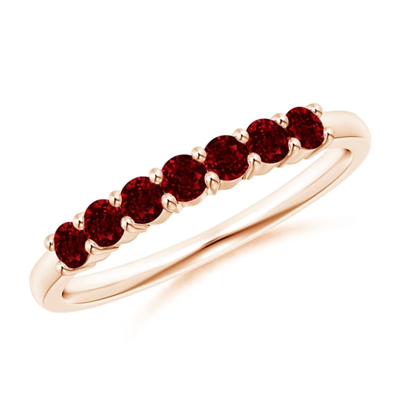 ANGARA Natural Half Eternity Seven Stone Ruby Wedding Ring in 14K Rose Gold for Women (Size-2.5mm) | July Birthstone, Birthday, Anniversary, Jewelry Gift for Women | Natural Ruby Ring