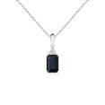 thumbnail image 1 of ANGARA Natural Blue Sapphire Pendant with Diamond Trio in 14K White Gold for Women (Size-6x4mm) | September Birthstone, Anniversary, Jewelry Gift for Women | Natural Blue Sapphire Necklace, 1 of 9