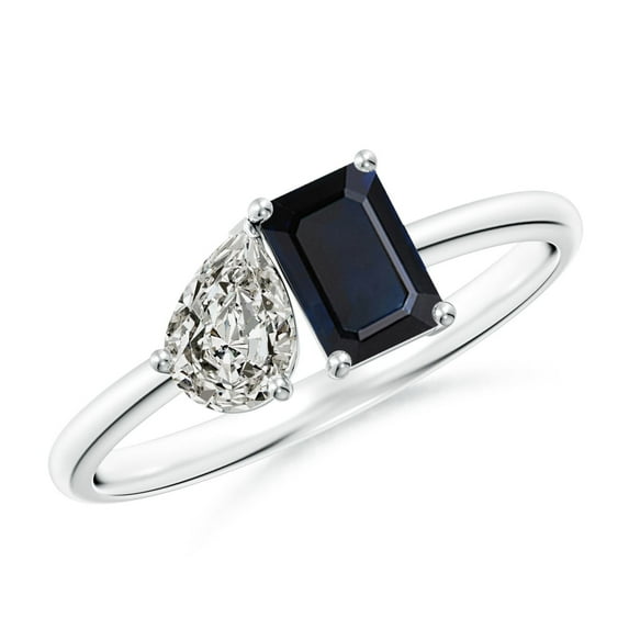 Angara Natural 0.65 Ct. Blue Sapphire with Diamond Fashion Ring in Sterling Silver for Women (Ring Size: 10.5)
