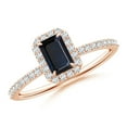 thumbnail image 1 of ANGARA Natural Emerald-Cut Sapphire Halo Engagement Ring in 14K Rose Gold for Women (Size-6x4mm) | September Birthstone, Birthday, Anniversary, Jewelry Gift for Women | Natural Blue Sapphire Ring, 1 of 9
