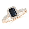 thumbnail image 1 of ANGARA Natural Emerald-Cut Sapphire Halo Twisted Shank Ring in 14K Rose Gold for Women (Size-6x4mm) | September Birthstone, Birthday, Anniversary, Jewelry Gift for Women | Natural Blue Sapphire Ring, 1 of 9