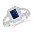 thumbnail image 1 of Angara Natural 0.65 Ct. Blue Sapphire with Diamond Halo Ring in 14K White Gold for Women (Ring Size: 11.5), 1 of 8