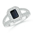 thumbnail image 1 of ANGARA Natural Vintage Style Blue Sapphire Split Shank Halo Ring in 14K White Gold for Women (Size-6x4mm) | September Birthstone, Anniversary, Jewelry Gift for Women | Natural Sapphire Ring, 1 of 7