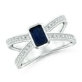 thumbnail image 1 of Angara Natural 0.65 Ct. Blue Sapphire with Diamond Side Stone Ring in Sterling Silver for Women (Ring Size: 3.5), 1 of 10