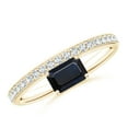 thumbnail image 1 of ANGARA Natural Emerald-Cut Blue Sapphire Solitaire Ring with Diamonds in 14K Yellow Gold for Women (Size-6x4mm) | September Birthstone, Anniversary, Jewelry Gift for Women | Natural Sapphire Ring, 1 of 11