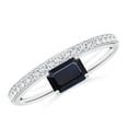 thumbnail image 1 of ANGARA Natural Emerald-Cut Blue Sapphire Solitaire Ring with Diamonds in 925 Sterling Silver for Women (Size-6x4mm) | September Birthstone, Anniversary, Jewelry Gift for Women | Natural Sapphire Ring, 1 of 10