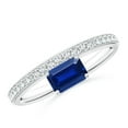 thumbnail image 1 of ANGARA Natural Emerald-Cut Blue Sapphire Solitaire Ring with Diamonds in 925 Sterling Silver for Women (Size-6x4mm) | September Birthstone, Anniversary, Jewelry Gift for Women | Natural Sapphire Ring, 1 of 10